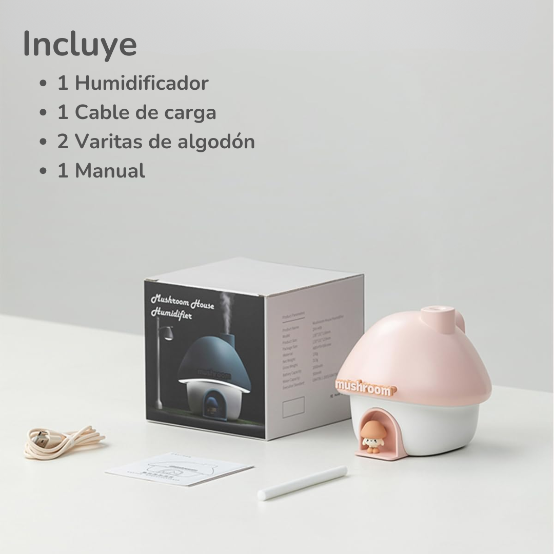 Humidificador con forma de casita de hongo